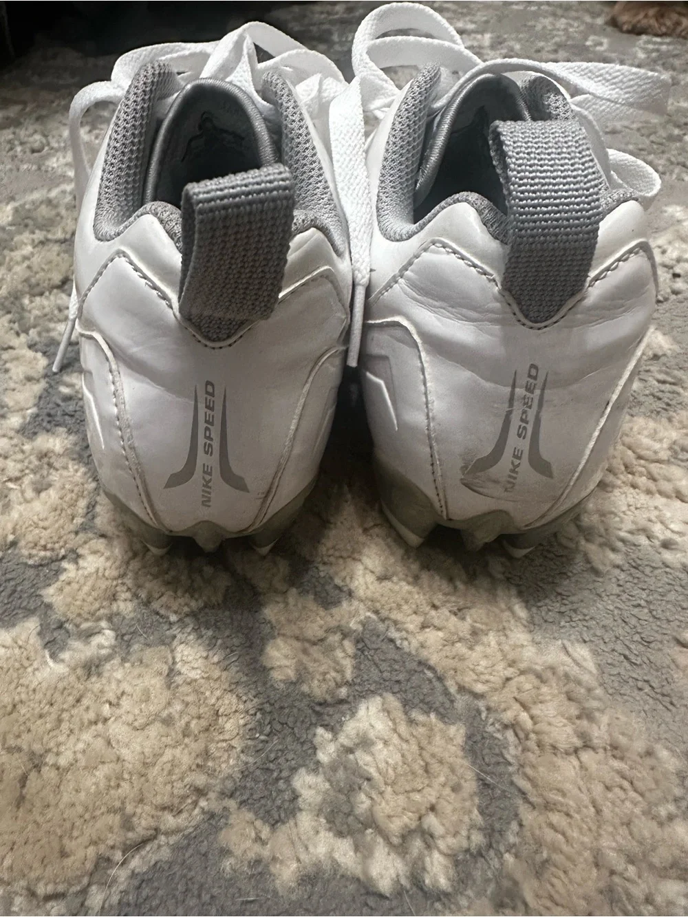 Nike White and Light Gray Lace-Up lacrosse cleats
